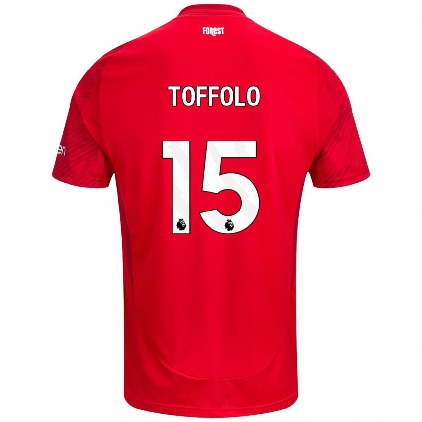 Gyermek Harry Toffolo #15 Piros Fehér Hazai Jersey 2024/25 Mez Póló Ing