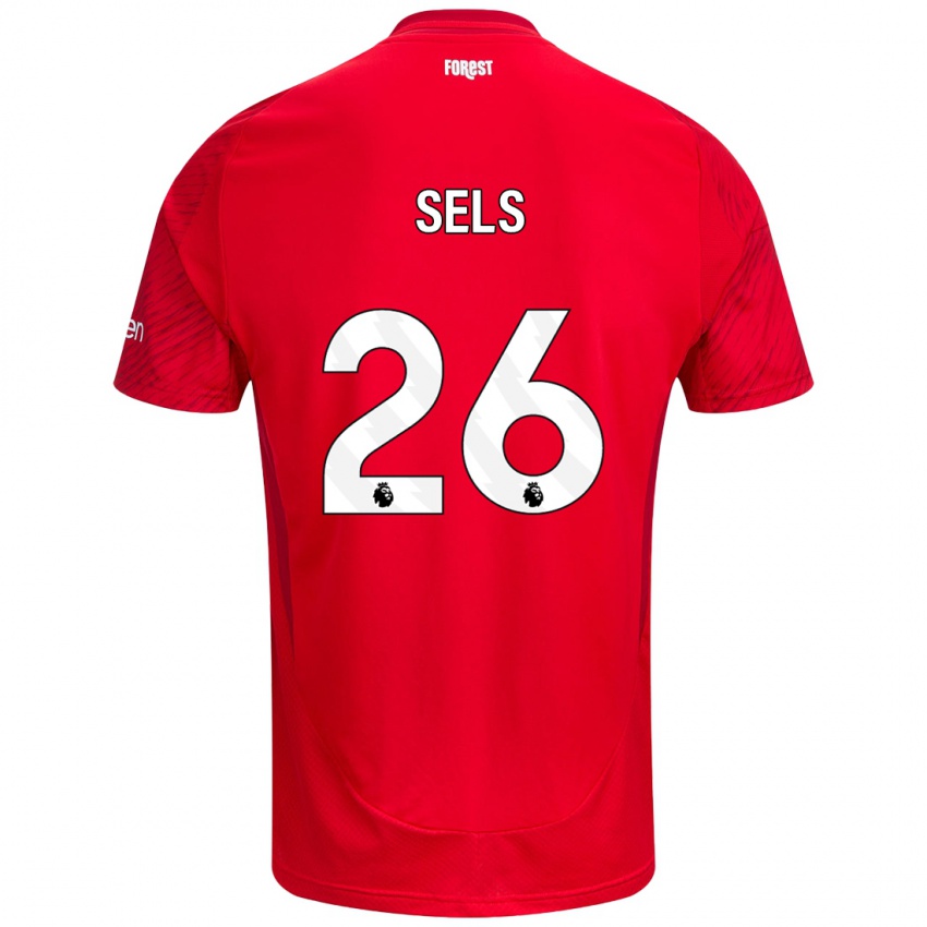 Gyermek Matz Sels #26 Piros Fehér Hazai Jersey 2024/25 Mez Póló Ing