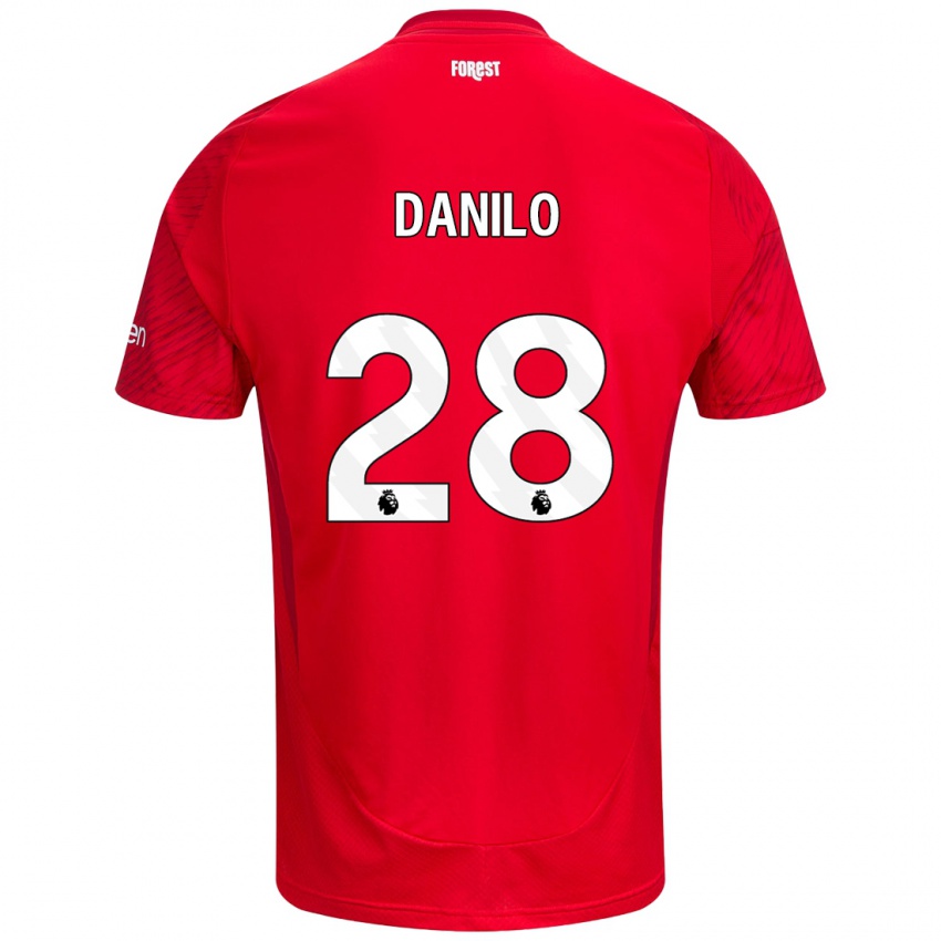 Gyermek Danilo #28 Piros Fehér Hazai Jersey 2024/25 Mez Póló Ing