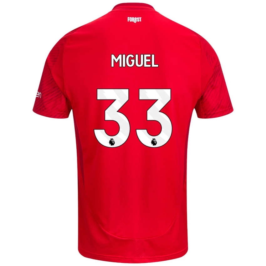 Gyermek Carlos Miguel #33 Piros Fehér Hazai Jersey 2024/25 Mez Póló Ing