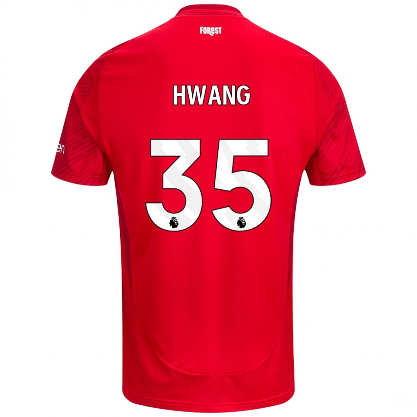 Gyermek Ui-Jo Hwang #35 Piros Fehér Hazai Jersey 2024/25 Mez Póló Ing