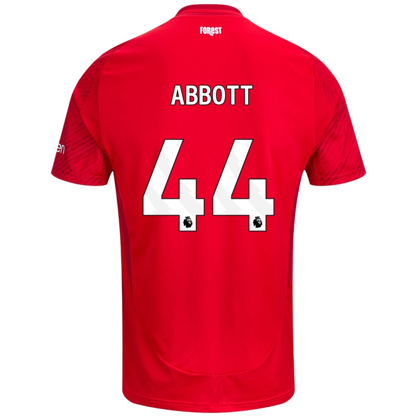 Gyermek Zach Abbott #44 Piros Fehér Hazai Jersey 2024/25 Mez Póló Ing