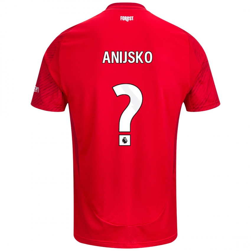 Gyermek Danny Anijsko #0 Piros Fehér Hazai Jersey 2024/25 Mez Póló Ing