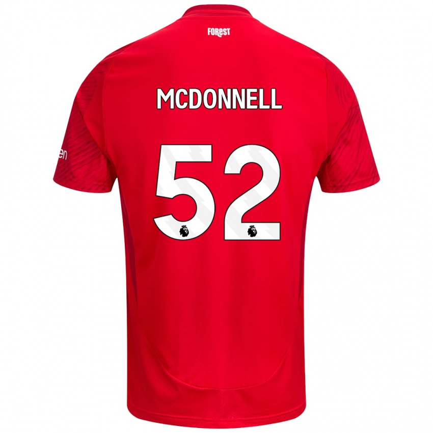 Gyermek Jamie Mcdonnell #52 Piros Fehér Hazai Jersey 2024/25 Mez Póló Ing