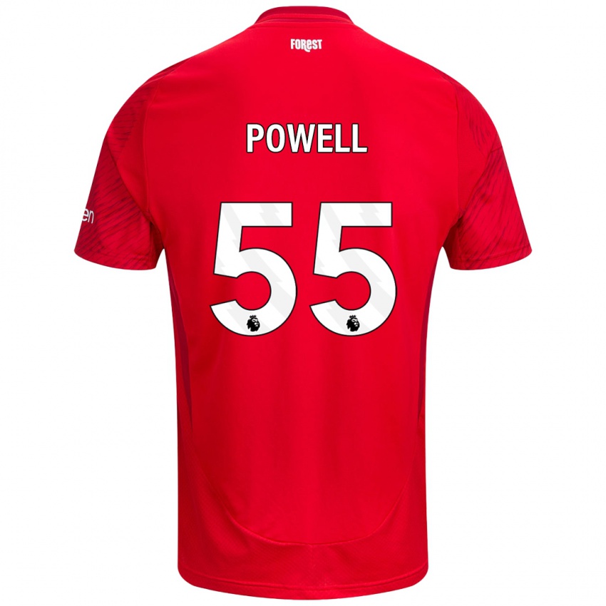 Gyermek Josh Powell #55 Piros Fehér Hazai Jersey 2024/25 Mez Póló Ing