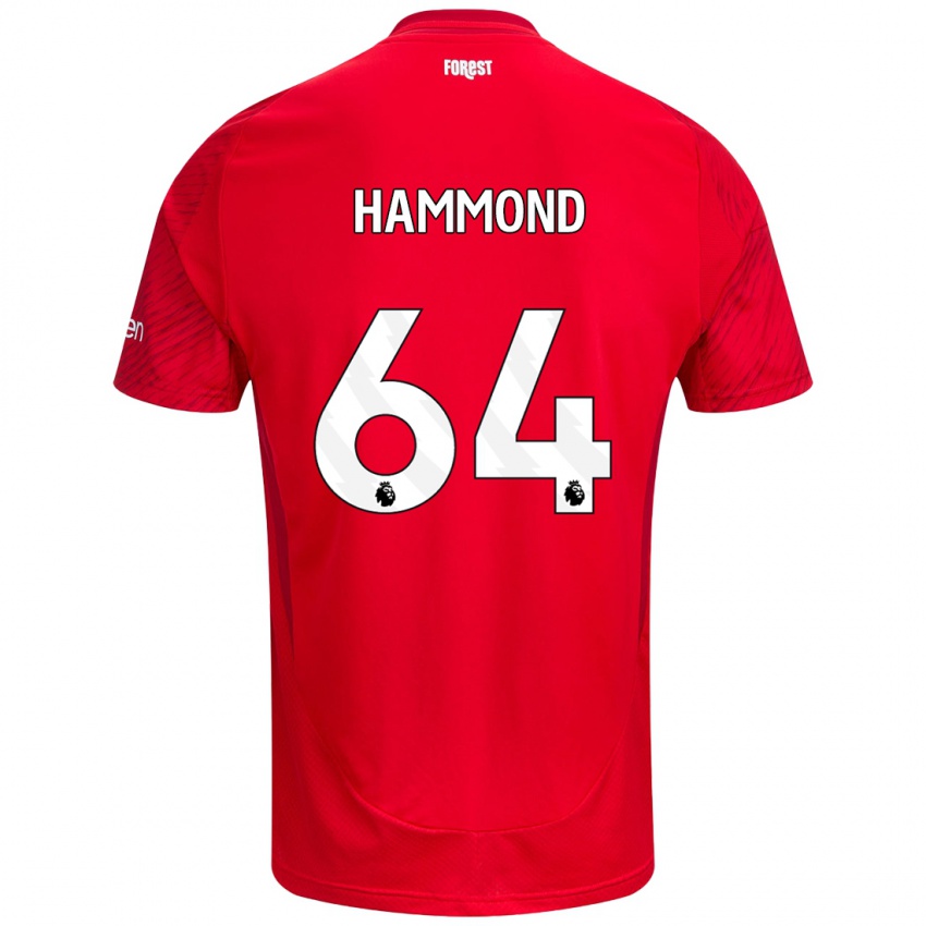 Gyermek Ben Hammond #64 Piros Fehér Hazai Jersey 2024/25 Mez Póló Ing