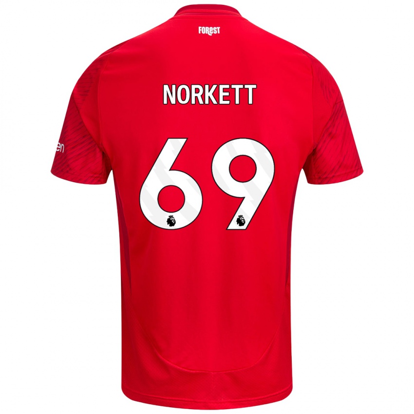 Gyermek Manni Norkett #69 Piros Fehér Hazai Jersey 2024/25 Mez Póló Ing