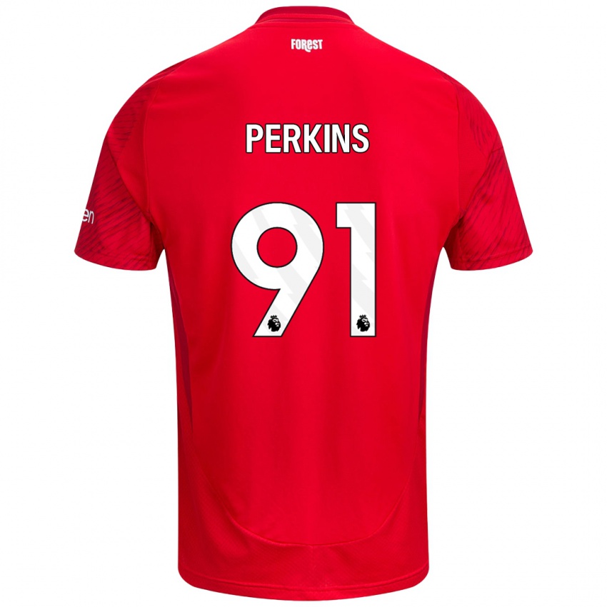 Gyermek Jack Perkins #91 Piros Fehér Hazai Jersey 2024/25 Mez Póló Ing