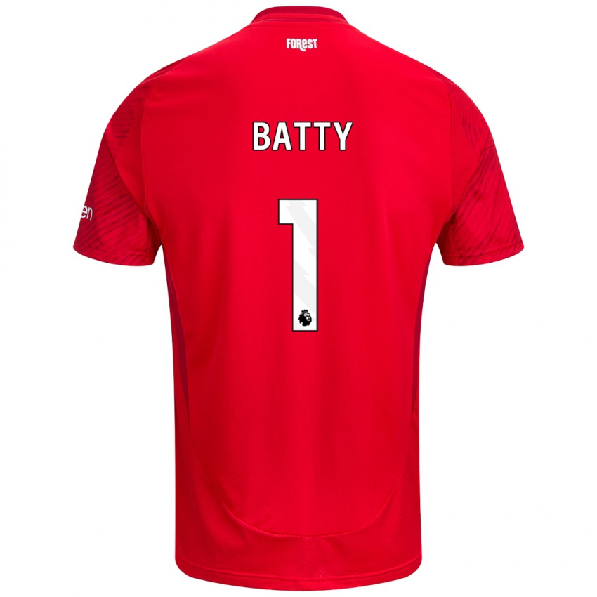 Gyermek Emily Batty #1 Piros Fehér Hazai Jersey 2024/25 Mez Póló Ing