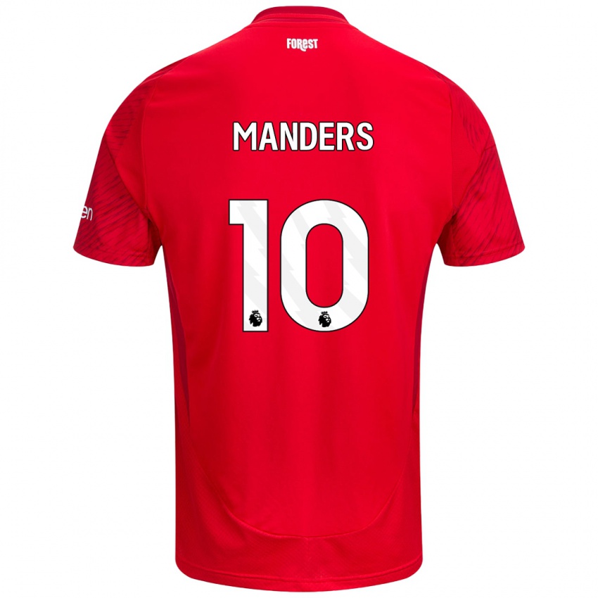 Gyermek Holly Manders #10 Piros Fehér Hazai Jersey 2024/25 Mez Póló Ing