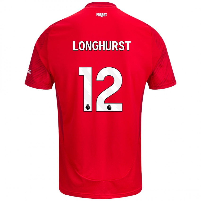 Gyermek Kate Longhurst #12 Piros Fehér Hazai Jersey 2024/25 Mez Póló Ing