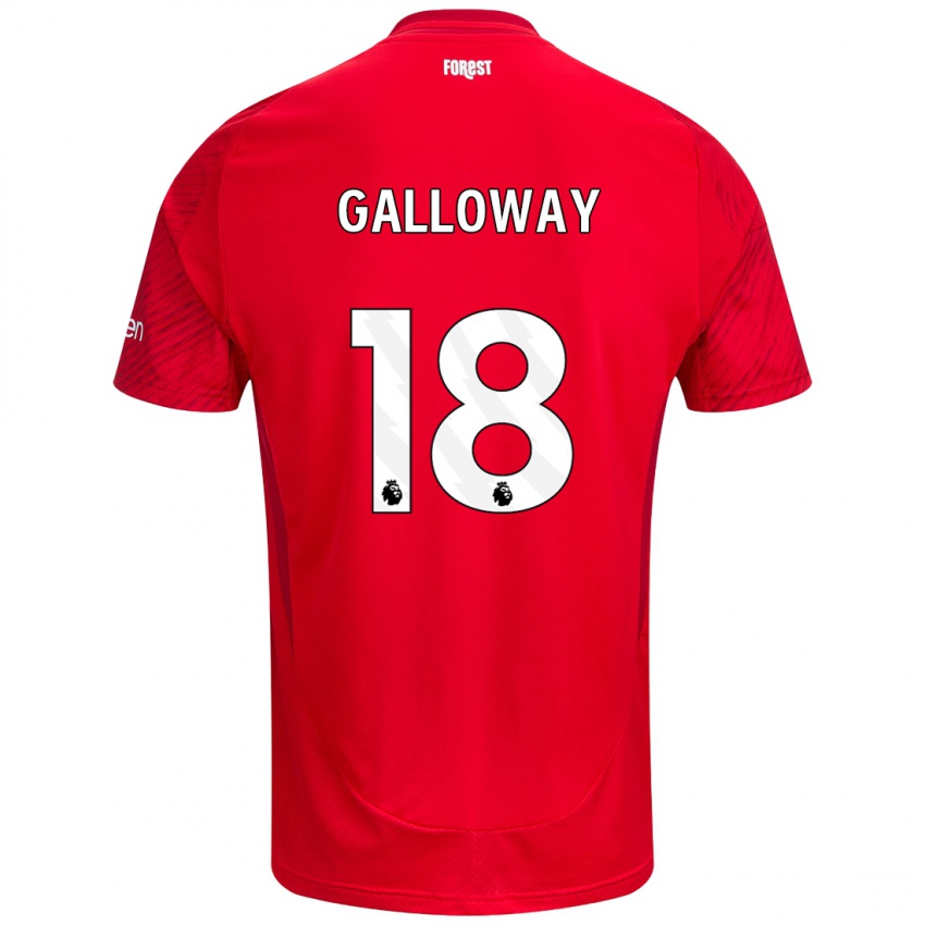 Gyermek Bridget Galloway #18 Piros Fehér Hazai Jersey 2024/25 Mez Póló Ing