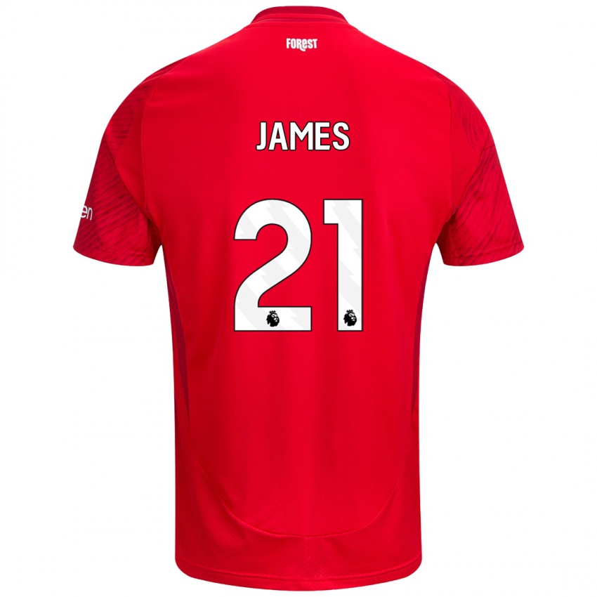 Gyermek Hayley James #21 Piros Fehér Hazai Jersey 2024/25 Mez Póló Ing