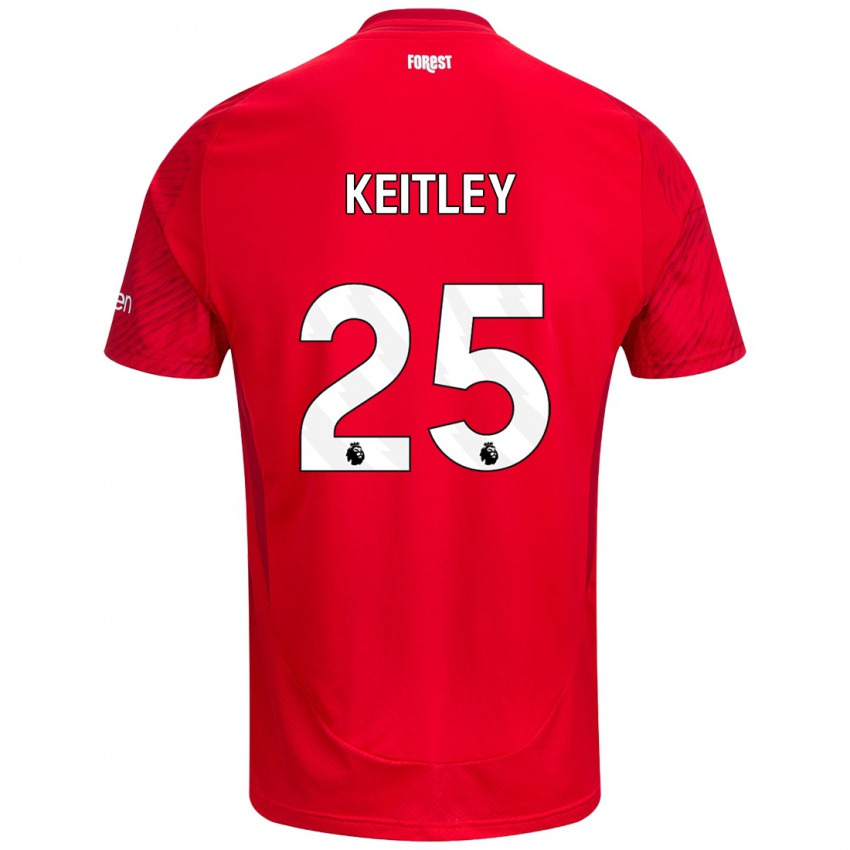 Gyermek Alice Keitley #25 Piros Fehér Hazai Jersey 2024/25 Mez Póló Ing