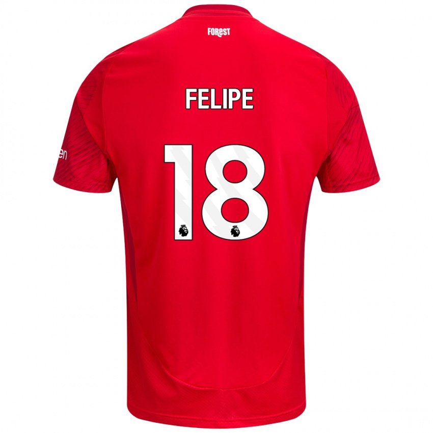 Gyermek Felipe #18 Piros Fehér Hazai Jersey 2024/25 Mez Póló Ing