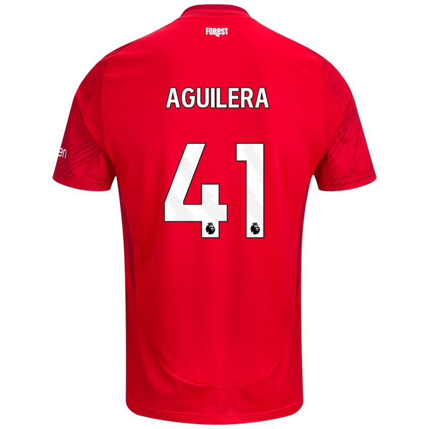 Gyermek Brandon Aguilera #41 Piros Fehér Hazai Jersey 2024/25 Mez Póló Ing