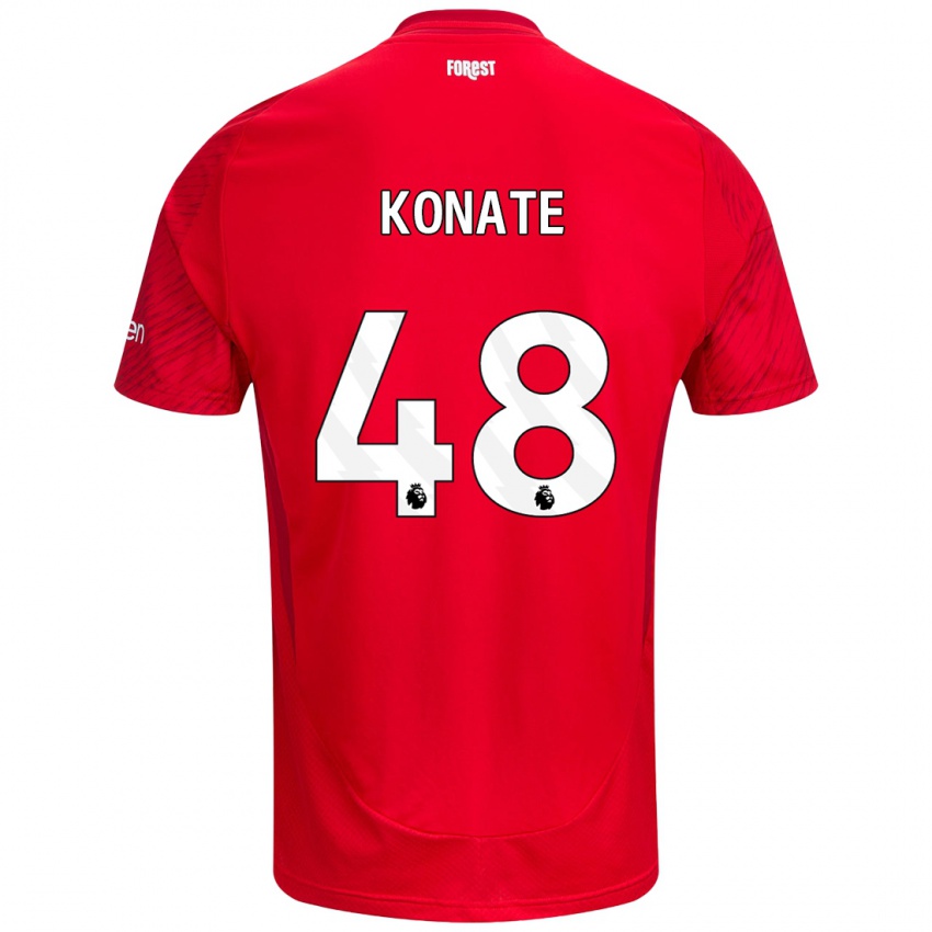 Gyermek Ateef Konaté #48 Piros Fehér Hazai Jersey 2024/25 Mez Póló Ing