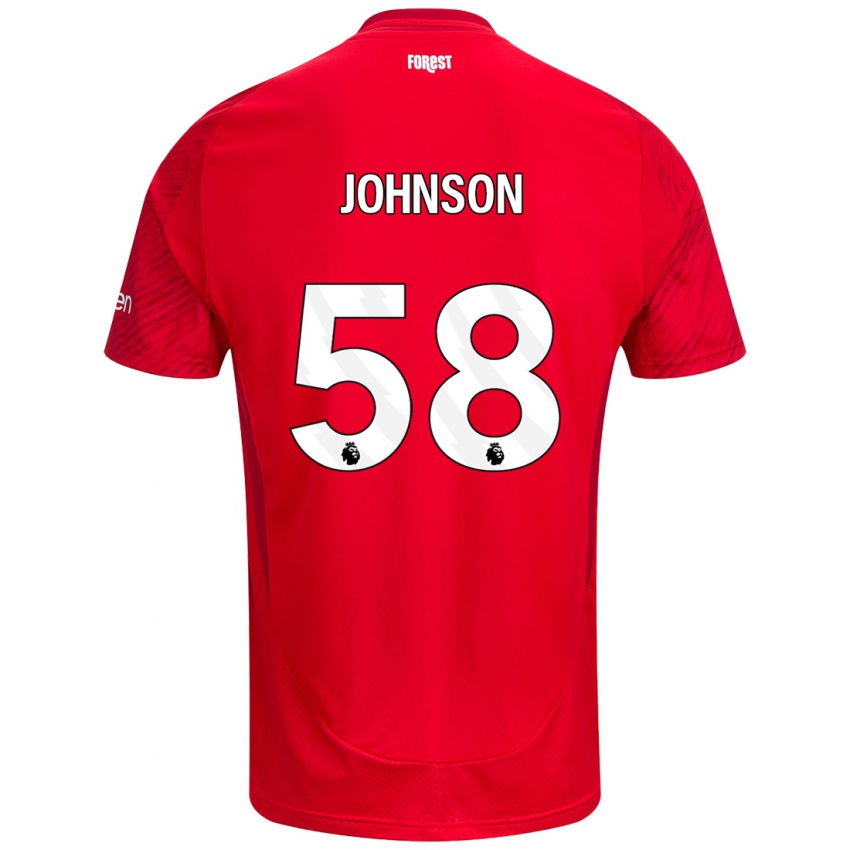 Gyermek Pharrell Johnson #58 Piros Fehér Hazai Jersey 2024/25 Mez Póló Ing