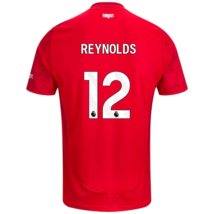 Gyermek Niamh Reynolds #12 Piros Fehér Hazai Jersey 2024/25 Mez Póló Ing