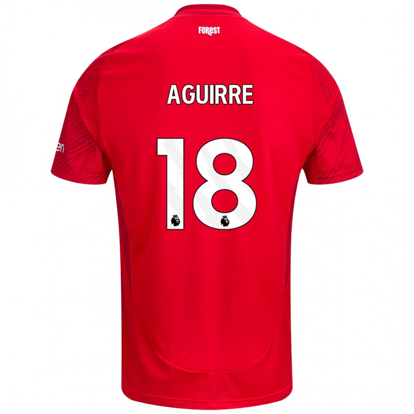 Gyermek Aja Aguirre #18 Piros Fehér Hazai Jersey 2024/25 Mez Póló Ing