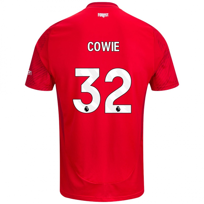 Gyermek Abi Cowie #32 Piros Fehér Hazai Jersey 2024/25 Mez Póló Ing