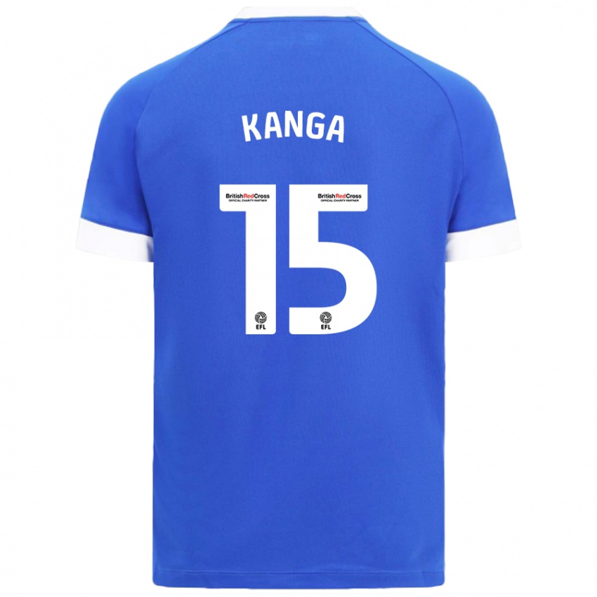 Gyermek Wilfried Kanga #15 Égszínkék Hazai Jersey 2024/25 Mez Póló Ing