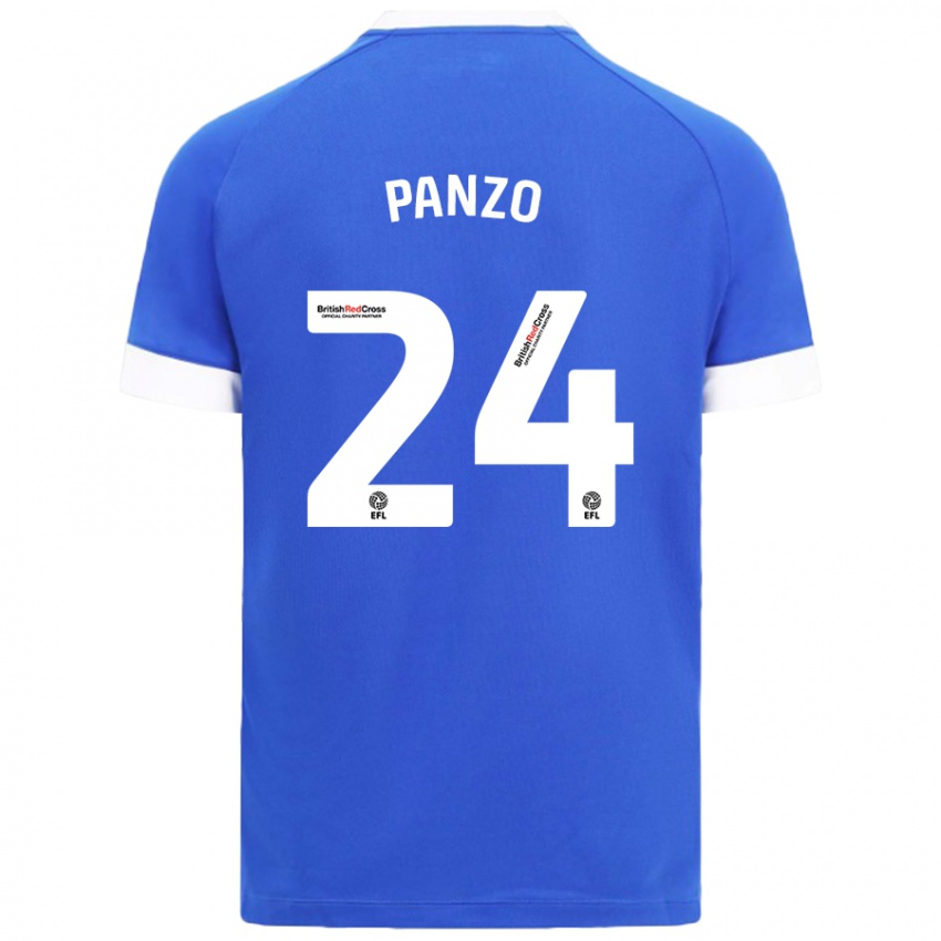 Gyermek Jonathan Panzo #24 Égszínkék Hazai Jersey 2024/25 Mez Póló Ing