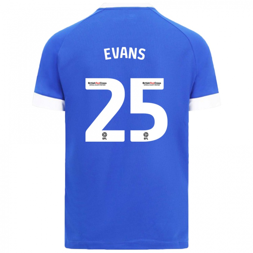 Gyermek Kieron Evans #25 Égszínkék Hazai Jersey 2024/25 Mez Póló Ing