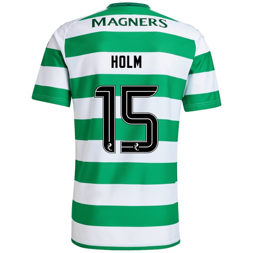 Gyermek Odin Thiago Holm #15 Zöld Fehér Hazai Jersey 2024/25 Mez Póló Ing