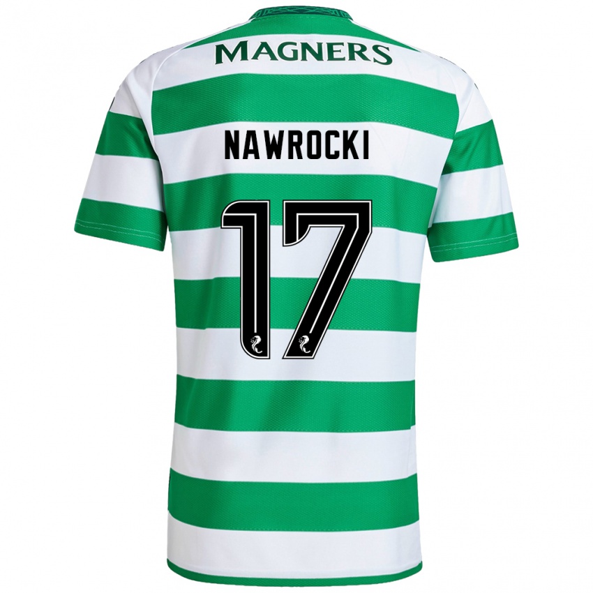 Gyermek Maik Nawrocki #17 Zöld Fehér Hazai Jersey 2024/25 Mez Póló Ing