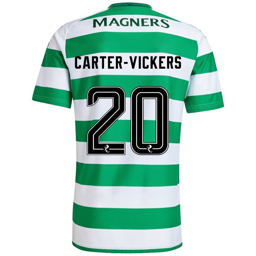 Gyermek Cameron Carter-Vickers #20 Zöld Fehér Hazai Jersey 2024/25 Mez Póló Ing