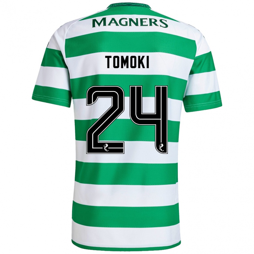 Gyermek Tomoki Iwata #24 Zöld Fehér Hazai Jersey 2024/25 Mez Póló Ing