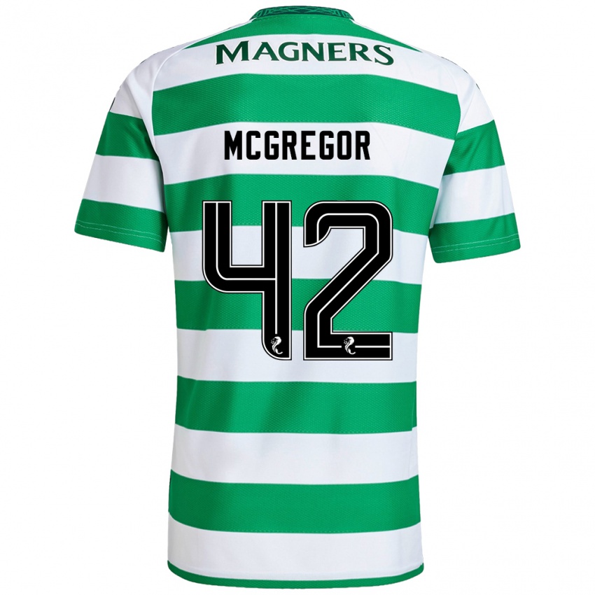 Gyermek Callum Mcgregor #42 Zöld Fehér Hazai Jersey 2024/25 Mez Póló Ing