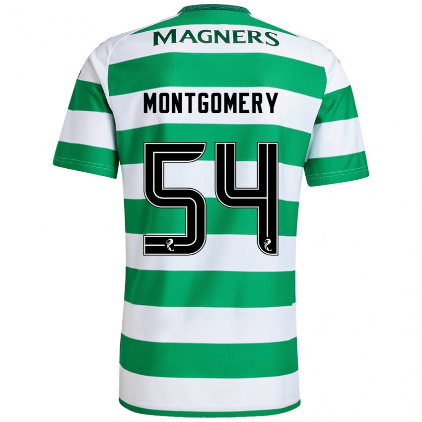 Gyermek Adam Montgomery #54 Zöld Fehér Hazai Jersey 2024/25 Mez Póló Ing