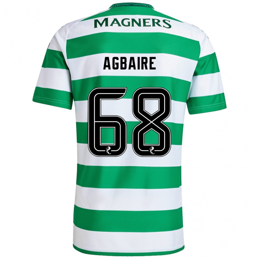 Gyermek Lenny Agbaire #68 Zöld Fehér Hazai Jersey 2024/25 Mez Póló Ing