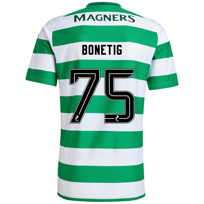 Gyermek Liam Bonetig #75 Zöld Fehér Hazai Jersey 2024/25 Mez Póló Ing