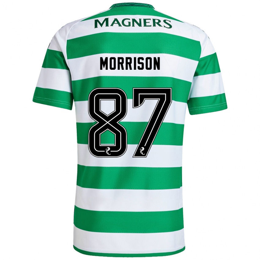 Gyermek Joe Morrison #87 Zöld Fehér Hazai Jersey 2024/25 Mez Póló Ing