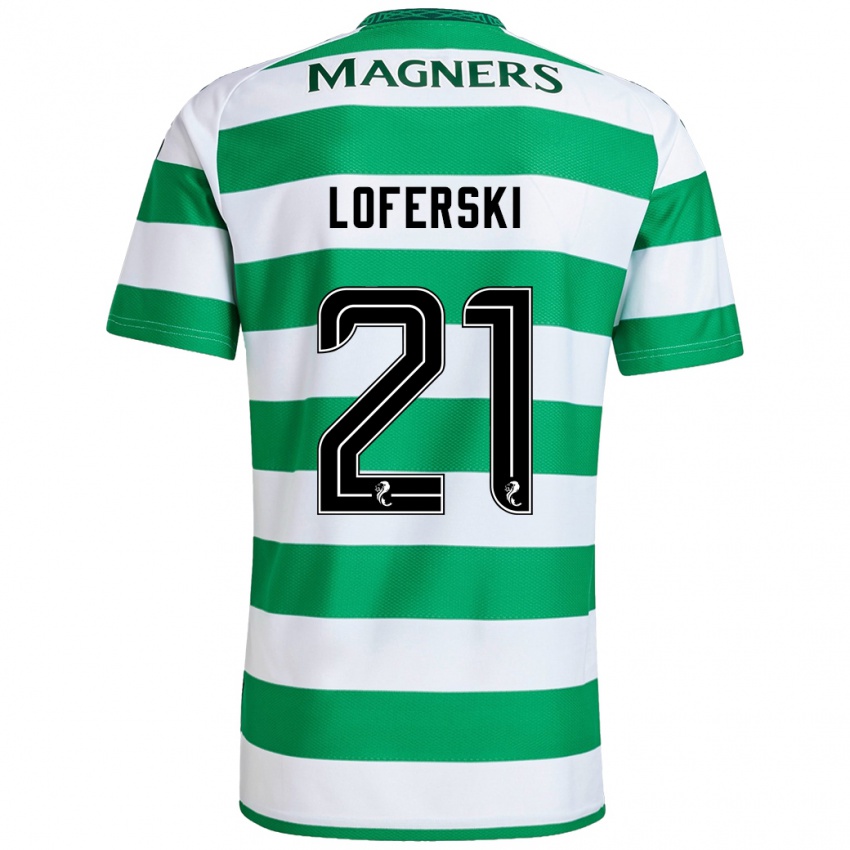 Gyermek Kit Loferski #21 Zöld Fehér Hazai Jersey 2024/25 Mez Póló Ing