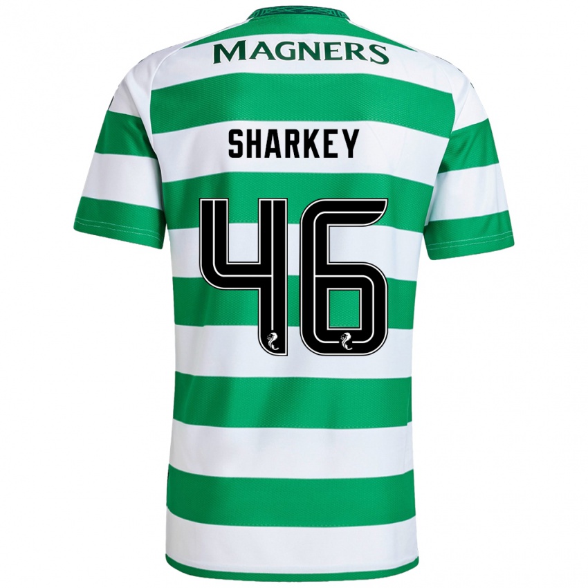 Gyermek Amy Sharkey #46 Zöld Fehér Hazai Jersey 2024/25 Mez Póló Ing