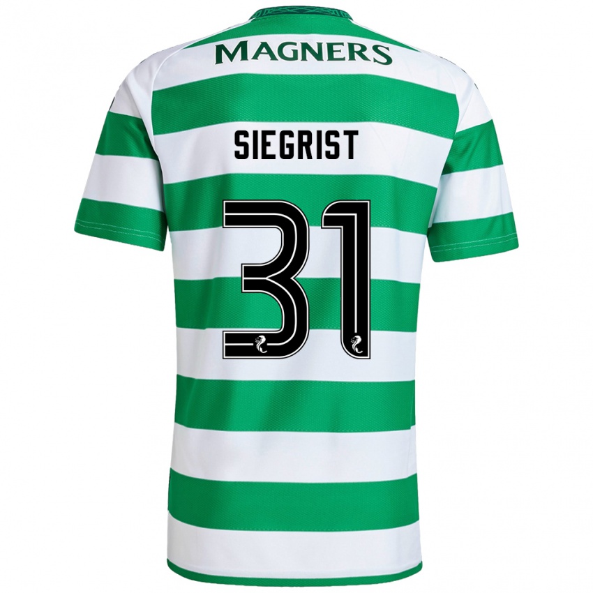 Gyermek Benjamin Siegrist #31 Zöld Fehér Hazai Jersey 2024/25 Mez Póló Ing