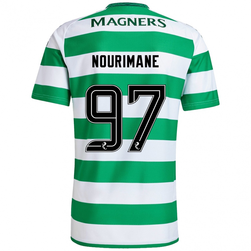 Gyermek Addi Nourimane #97 Zöld Fehér Hazai Jersey 2024/25 Mez Póló Ing