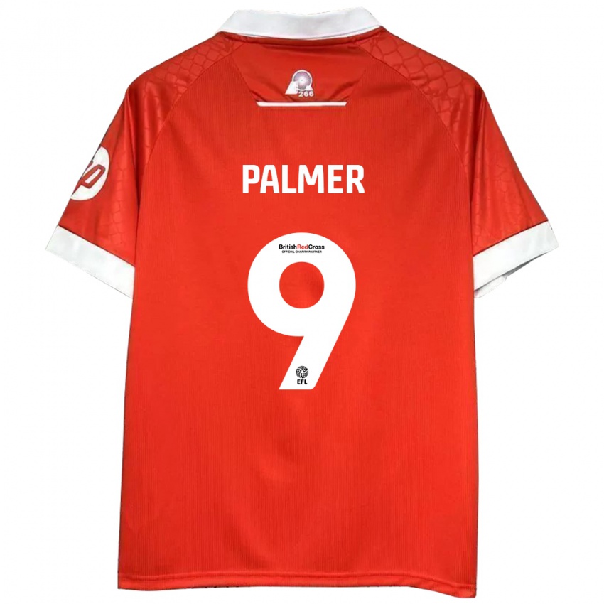 Gyermek Ollie Palmer #9 Piros Fehér Hazai Jersey 2024/25 Mez Póló Ing