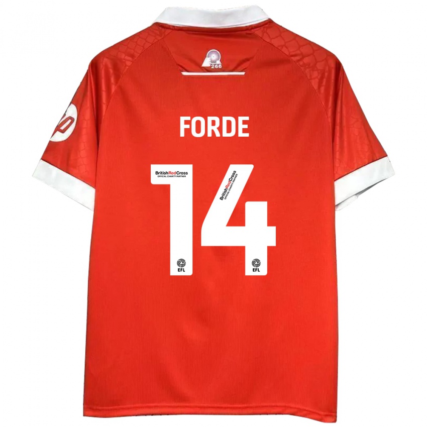 Gyermek Anthony Forde #14 Piros Fehér Hazai Jersey 2024/25 Mez Póló Ing