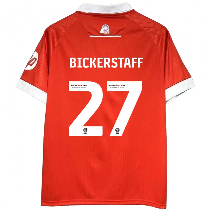 Gyermek Jake Bickerstaff #27 Piros Fehér Hazai Jersey 2024/25 Mez Póló Ing