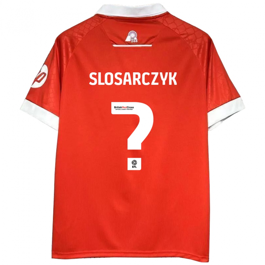 Gyermek Nikolas Slosarczyk #0 Piros Fehér Hazai Jersey 2024/25 Mez Póló Ing