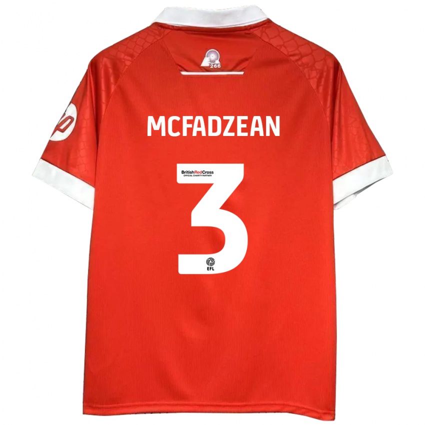 Gyermek Callum Mcfadzean #3 Piros Fehér Hazai Jersey 2024/25 Mez Póló Ing