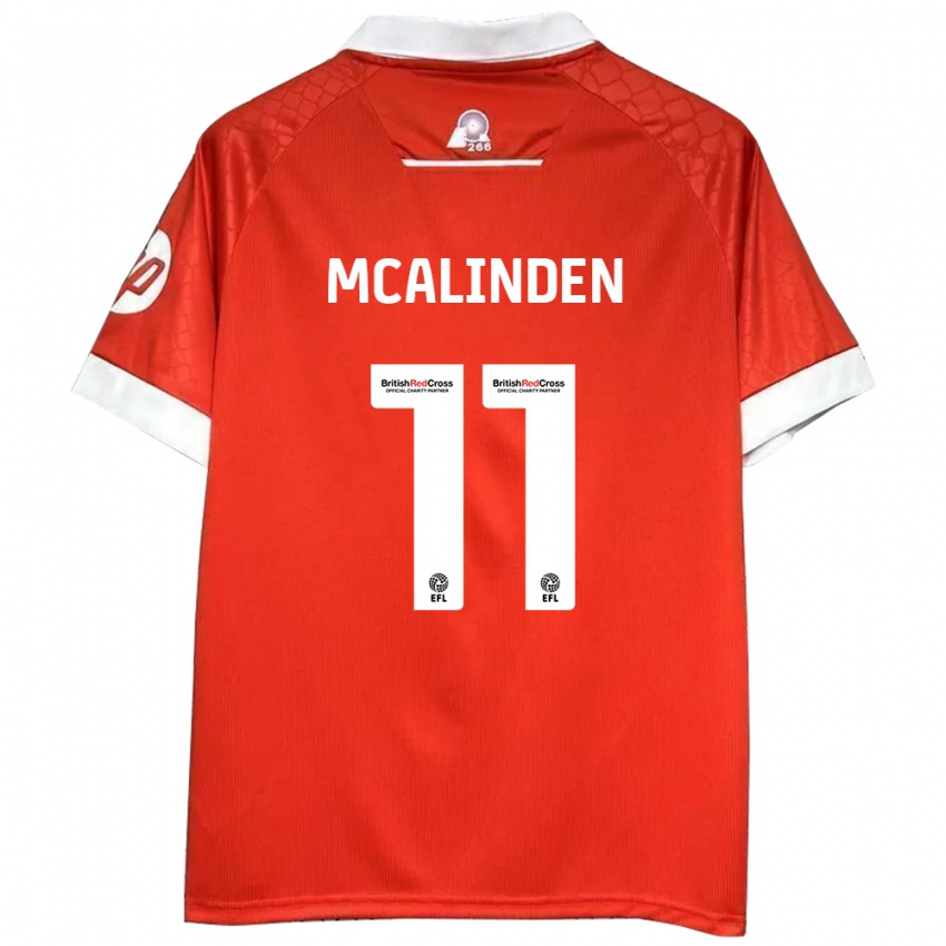 Gyermek Liam Mcalinden #11 Piros Fehér Hazai Jersey 2024/25 Mez Póló Ing