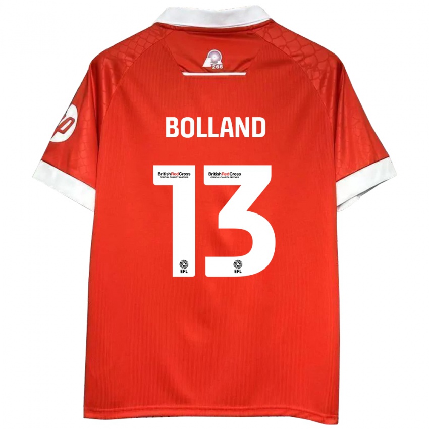 Gyermek Charlotte Bolland #13 Piros Fehér Hazai Jersey 2024/25 Mez Póló Ing