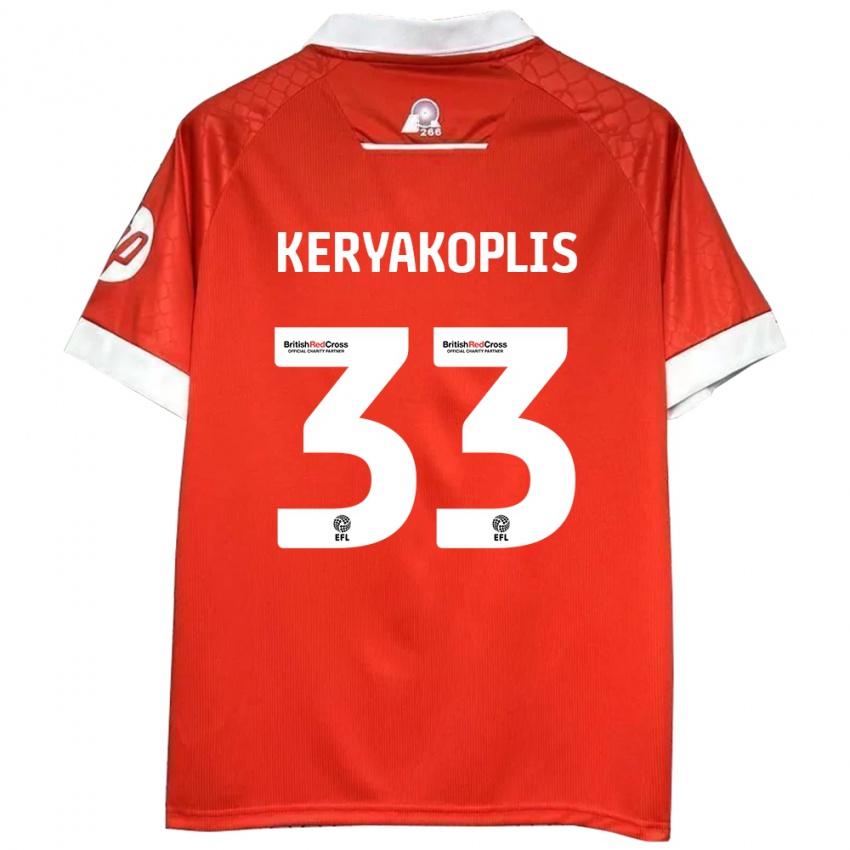 Gyermek Hannah Keryakoplis #33 Piros Fehér Hazai Jersey 2024/25 Mez Póló Ing