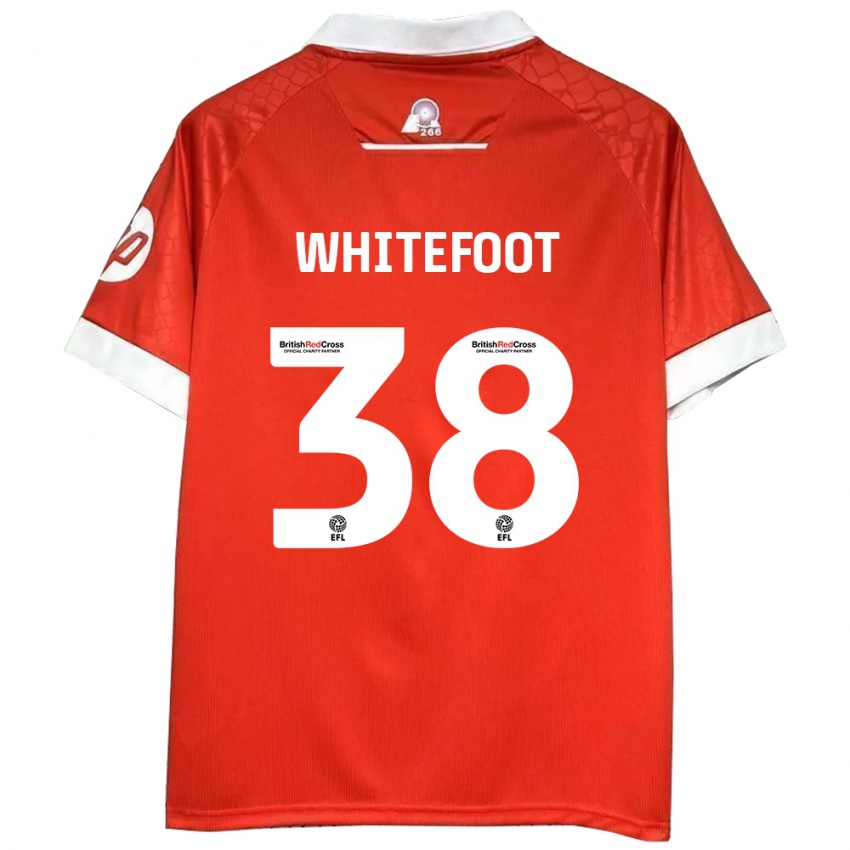 Gyermek Lily Whitefoot #38 Piros Fehér Hazai Jersey 2024/25 Mez Póló Ing